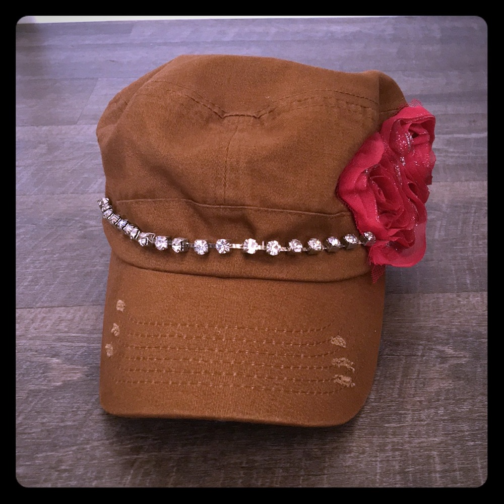 Brown and pink hat
